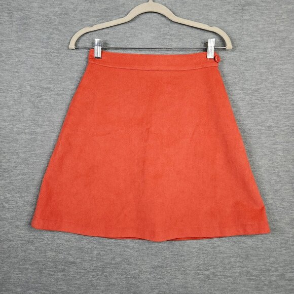 Agnes b skirt Orange Red Mini Artificial Leather Skirt Size 38 Made In Japan - Picture 1 of 9